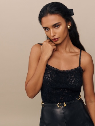 Ensemble Pantalon Et Haut Sans Manches REFORMATION Bleu Marine Rayé Taille S - Neuf Sans étiquettes